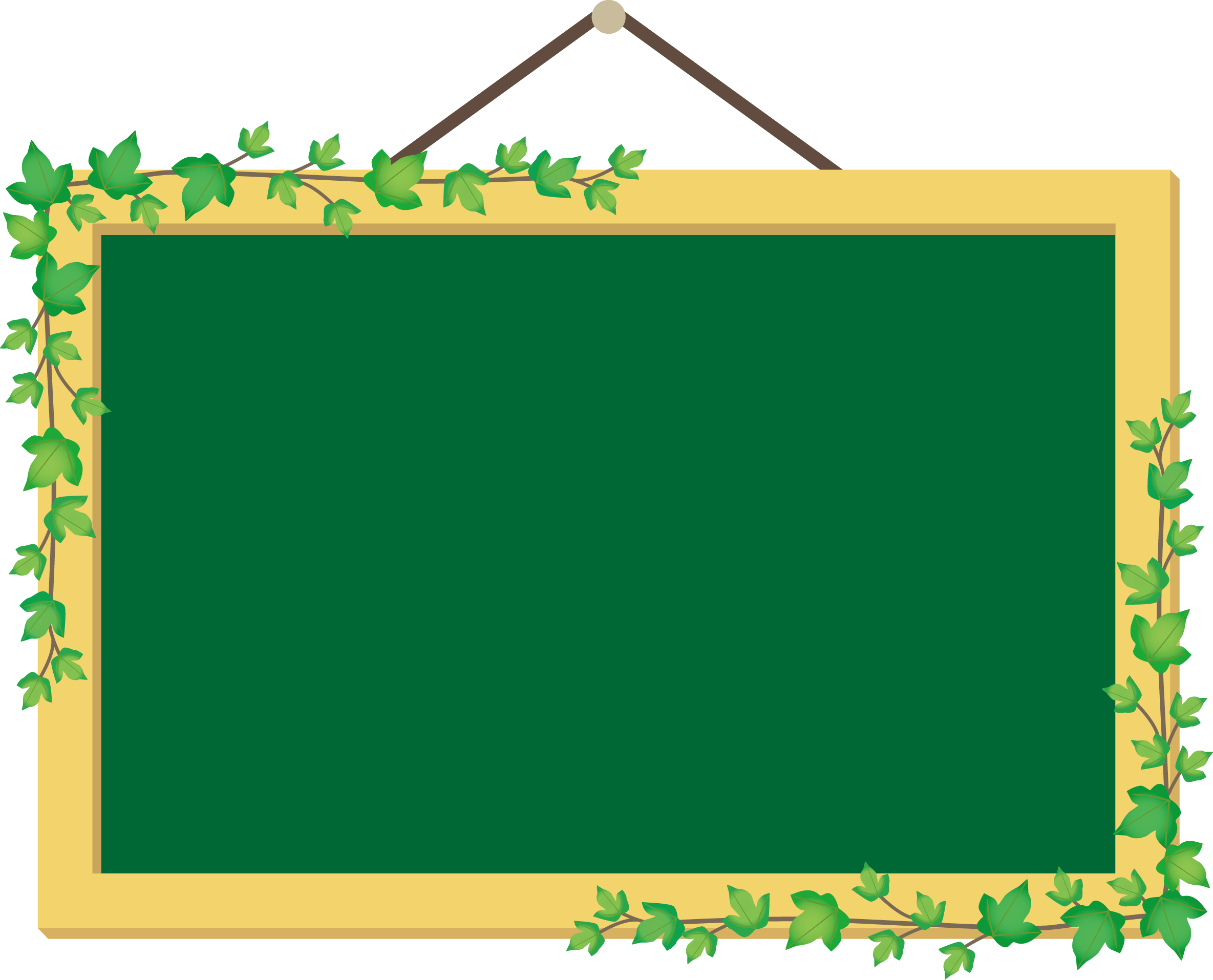 看板のイメージイラスト（緑の黒板とツタのフレーム）