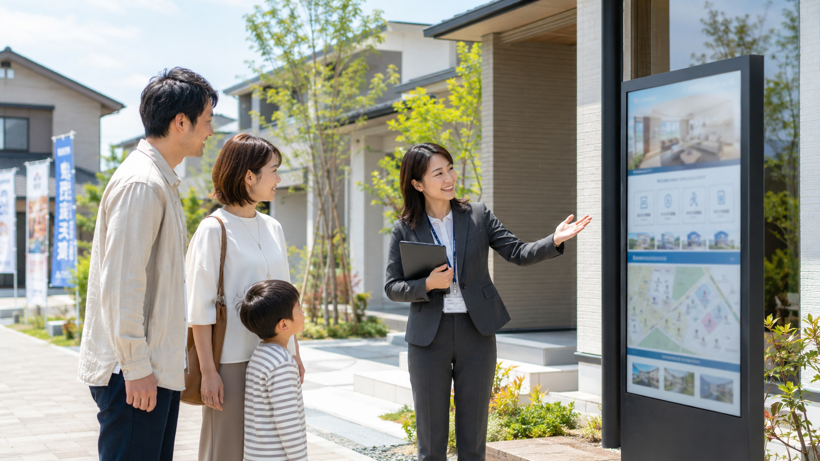 住宅展示場でデジタルサイネージを活用するメリットとは？設置場所や配信内容を解説