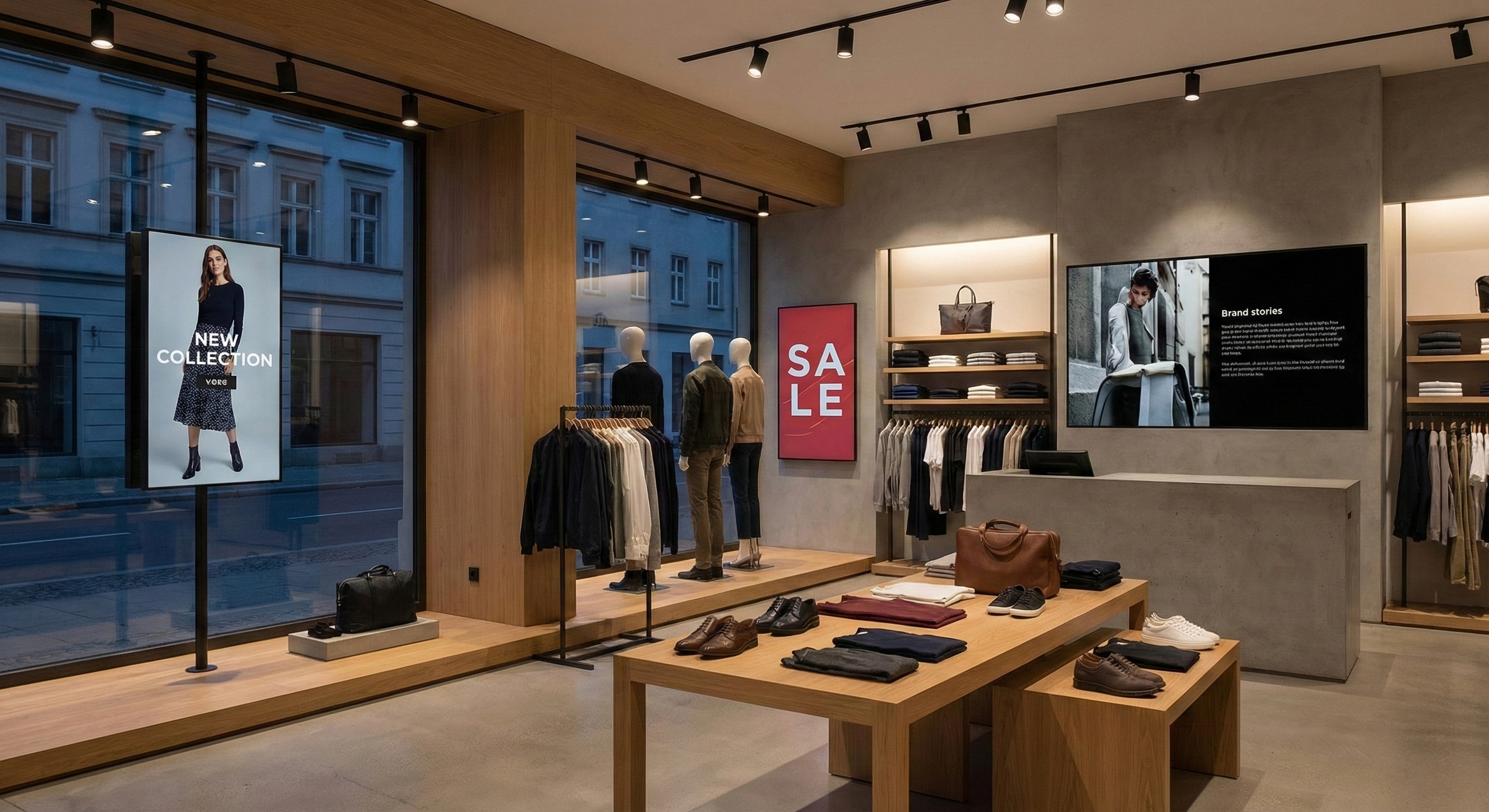 アパレル店内のデジタルサイネージ活用イメージ